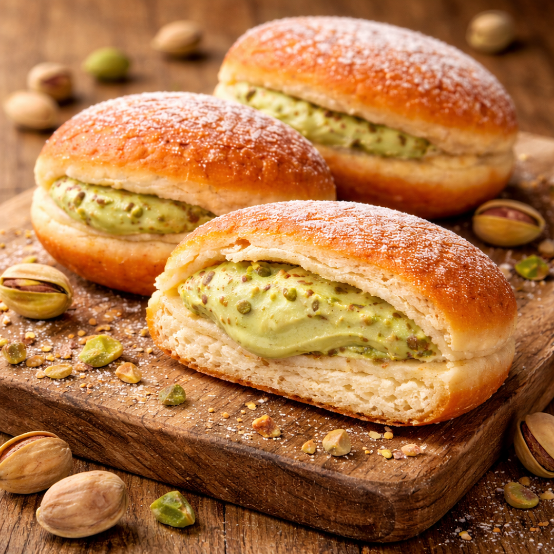 Bolas de Berlim com Creme de Pistácio 2