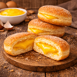 Bolas de Berlim com Creme de Doce De Ovo