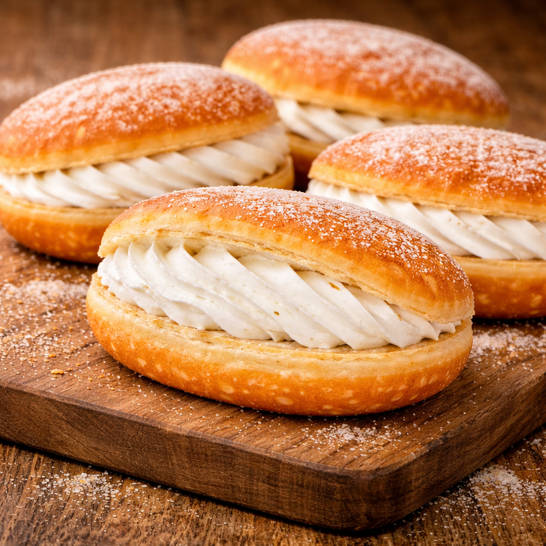 Bolas de Berlim com creme de Chantilly 2