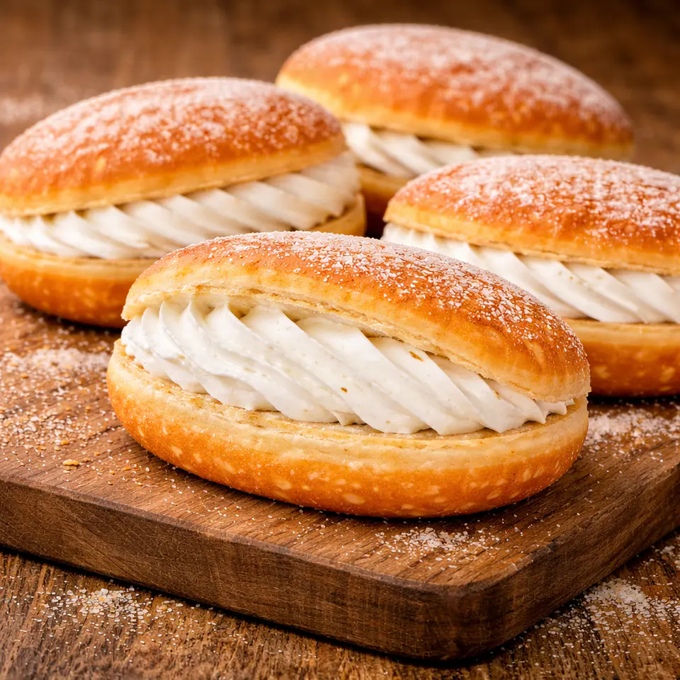Bolas de Berlim com creme de Chantilly 2