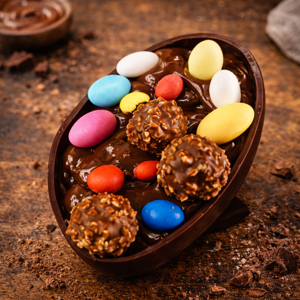 Ovo de Páscoa Recheado Bombons e Drageias 2