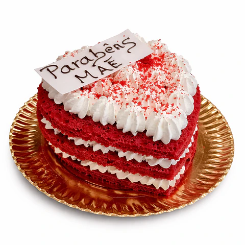 Bolo Coração Red Velvet “Parabéns Mãe”