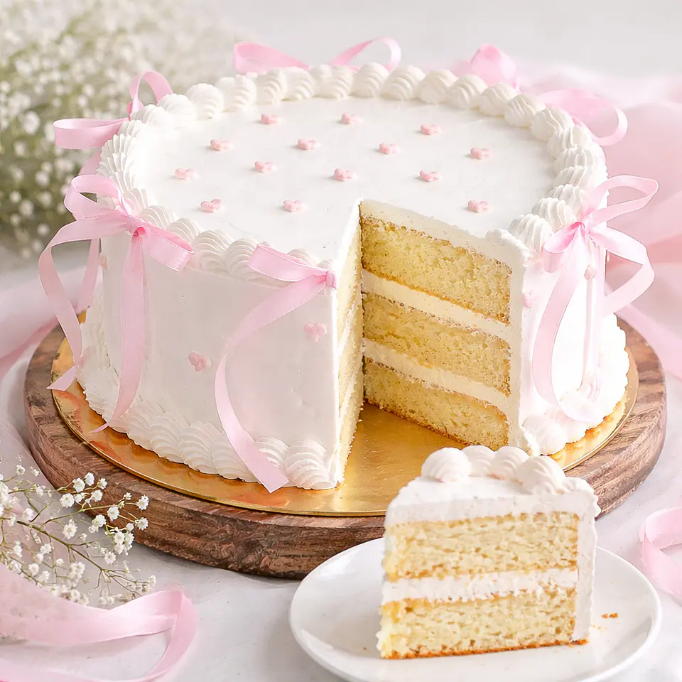 Bolo Branco com Laços Rosa 4