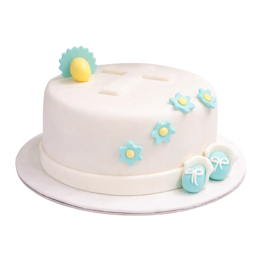 Bolo de Batizado Botinhas Azuis 1