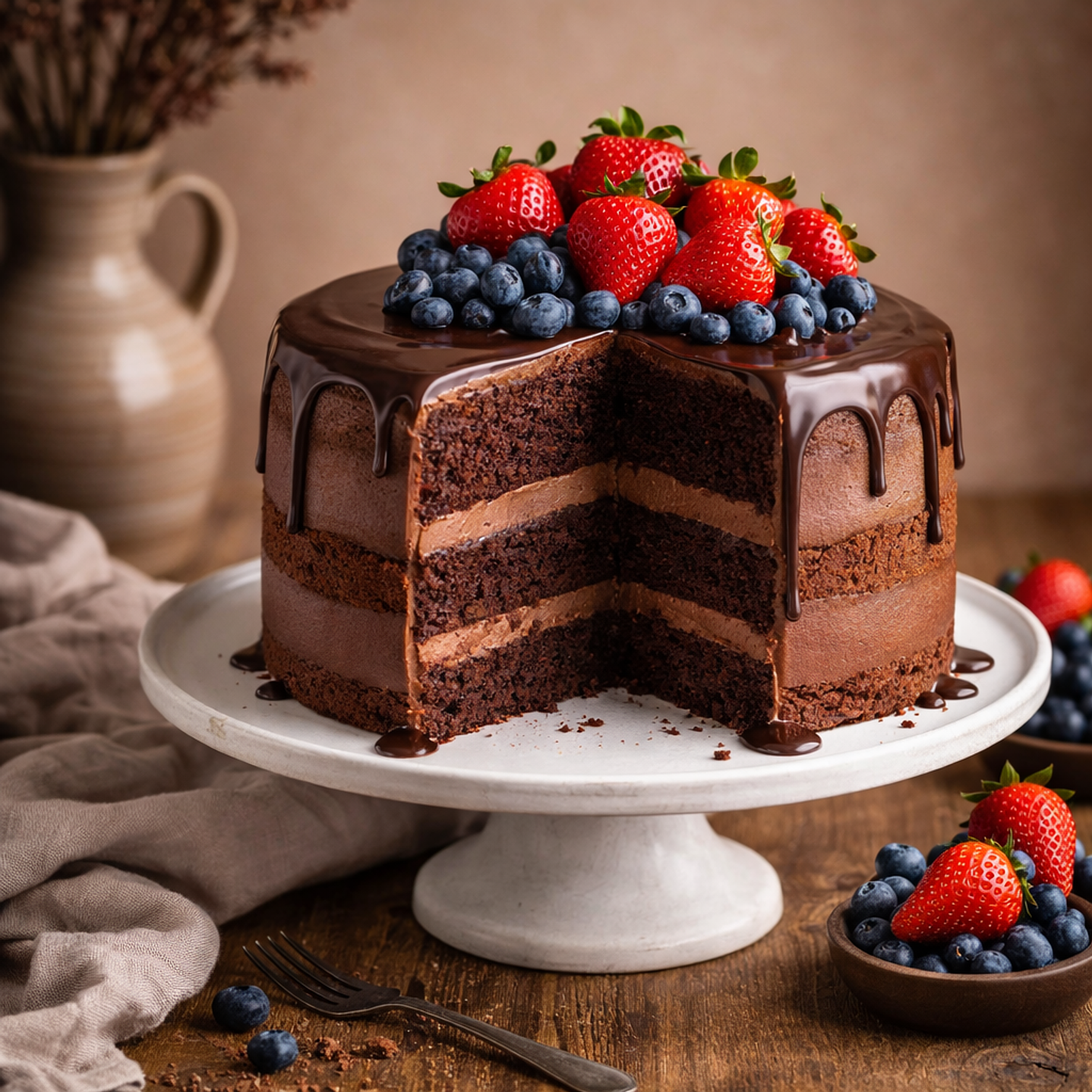 Bolo de Chocolate com Morangos 2