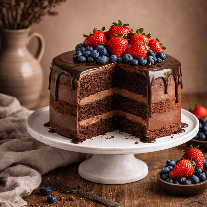 Bolo de Chocolate com Morangos 2