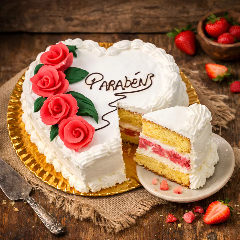 Bolo Coração com Rosas 2