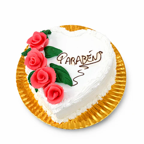 Bolo Coração com Rosas