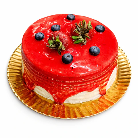 Bolo Vermelho com Morango e Mirtilo