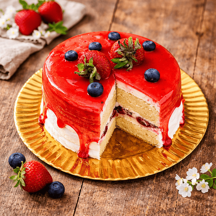 Bolo Vermelho com Morango e Mirtilo 2
