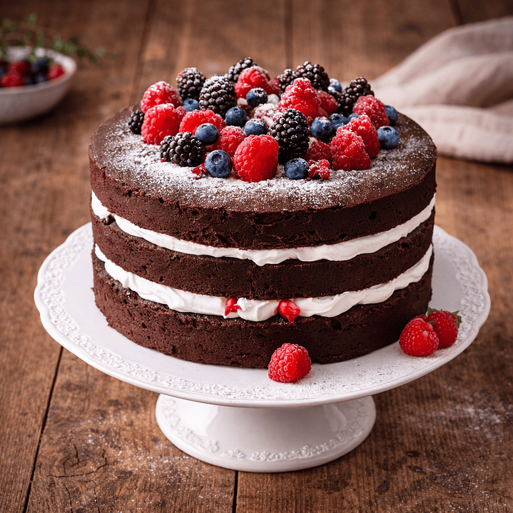 Naked Cake de Chocolate com Frutos Vermelhos 1