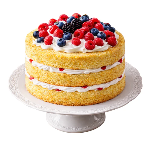Naked Cake de Pão de Ló com Frutos Vermelhos