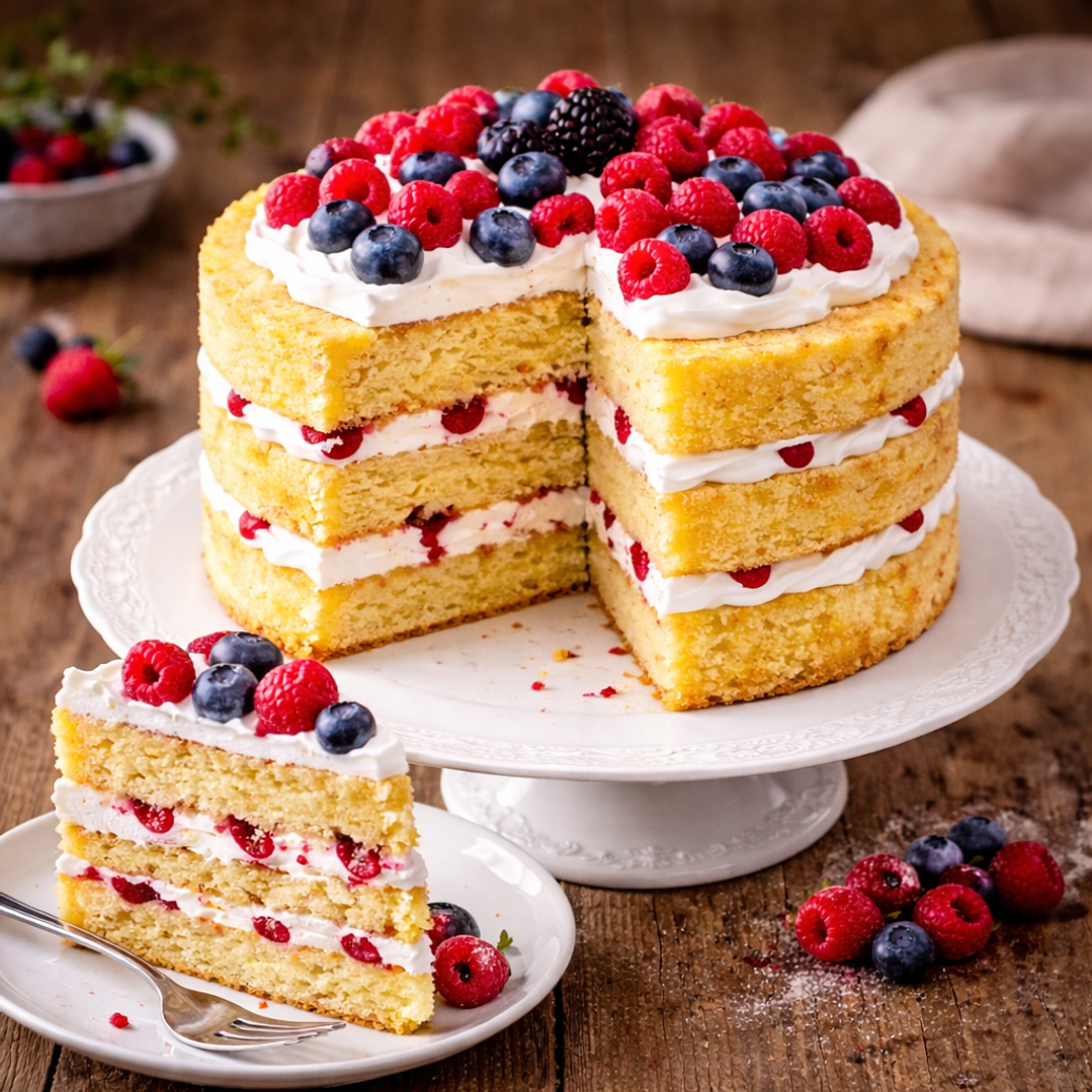 Naked Cake de Pão de Ló com Frutos Vermelhos 2