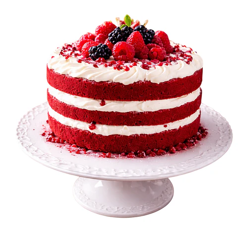 Naked Cake Red Velvet com Frutos Vermelhos