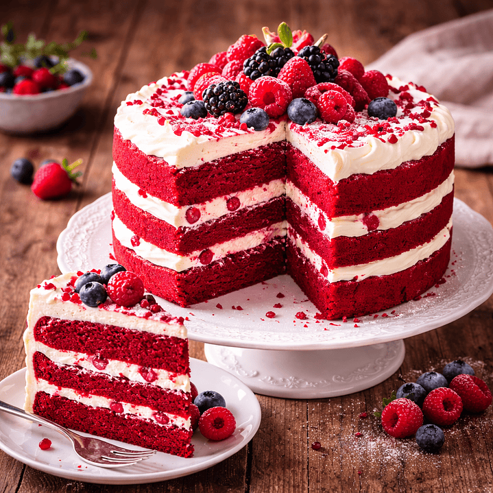 Naked Cake Red Velvet com Frutos Vermelhos 2
