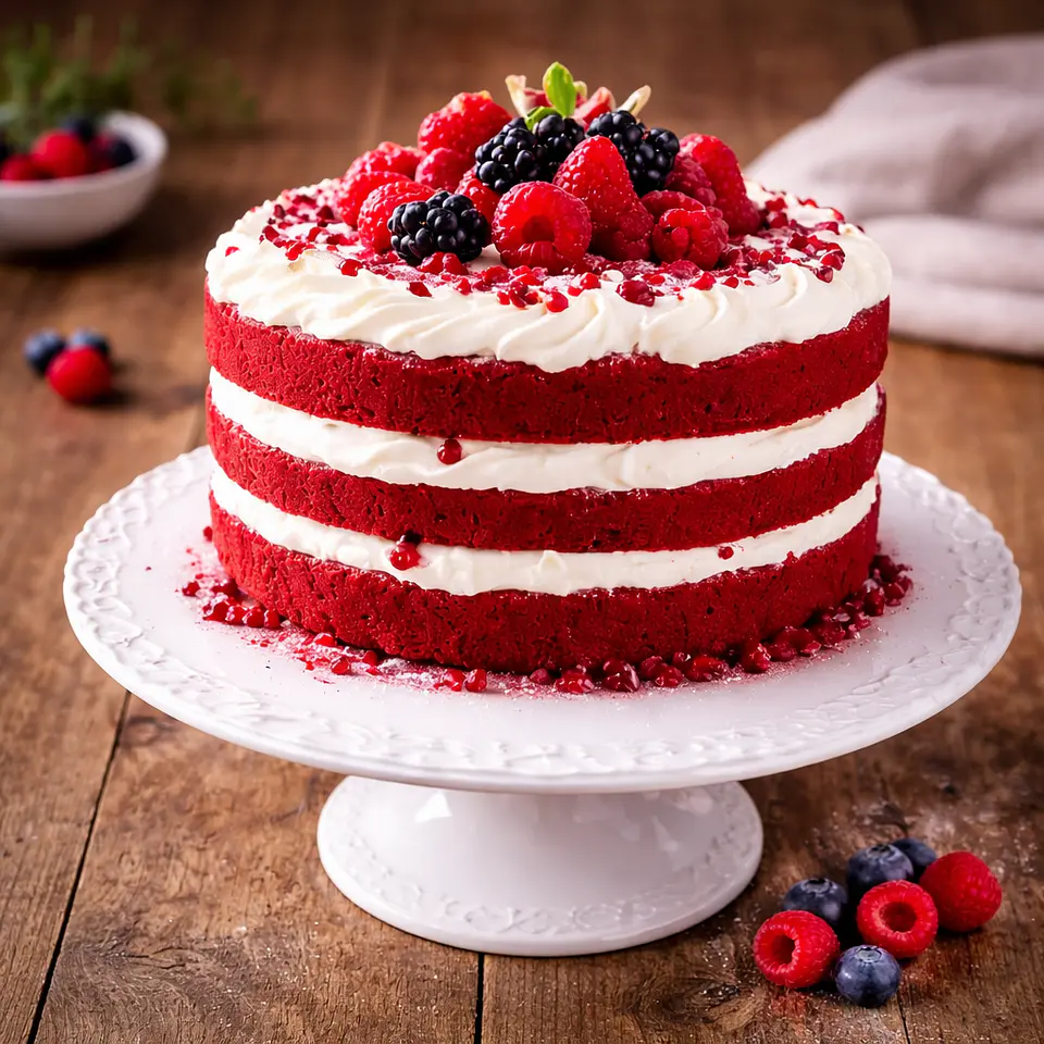 Naked Cake Red Velvet com Frutos Vermelhos 1