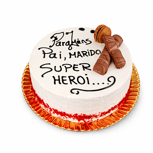 Bolo de Aniversário “Pai, Marido, Super-Herói” (Chocolate)