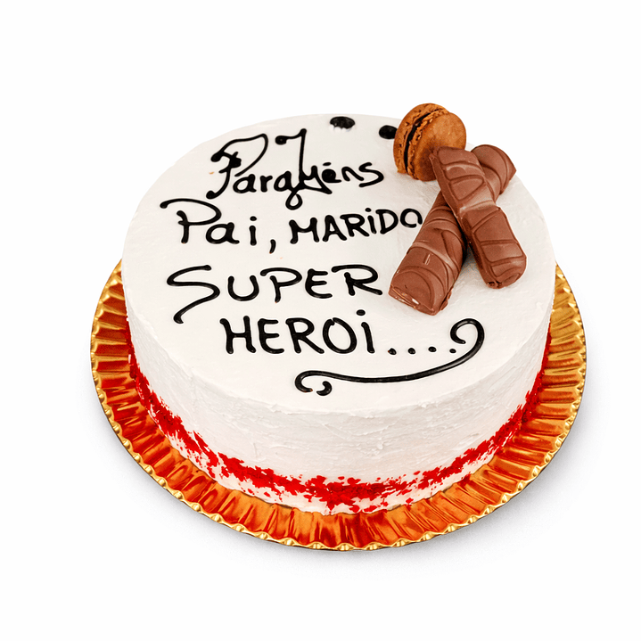 Bolo de Aniversário “Pai, Marido, Super-Herói” (Chocolate) 1