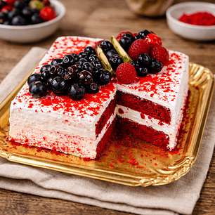 Bolo Red Velvet com Frutas Frescas