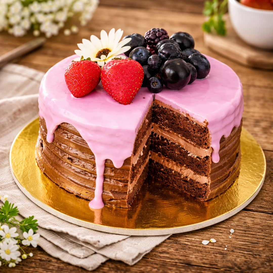 Bolo de Chocolate com Frutas Frescas 5
