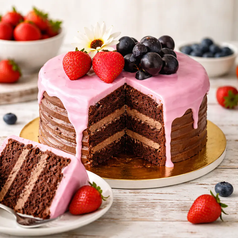 Bolo de Chocolate com Frutas Frescas 2