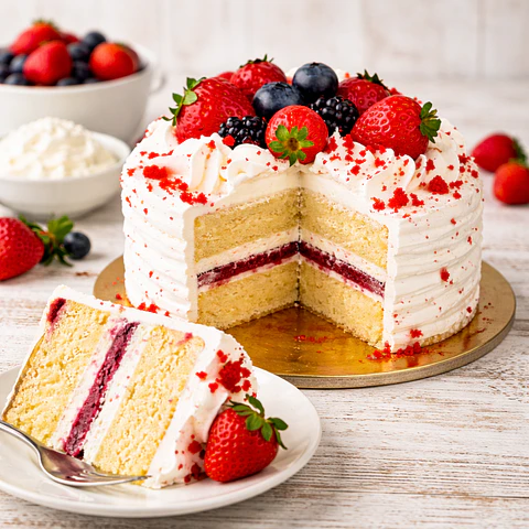 Bolo de Chantilly com Frutas Frescas