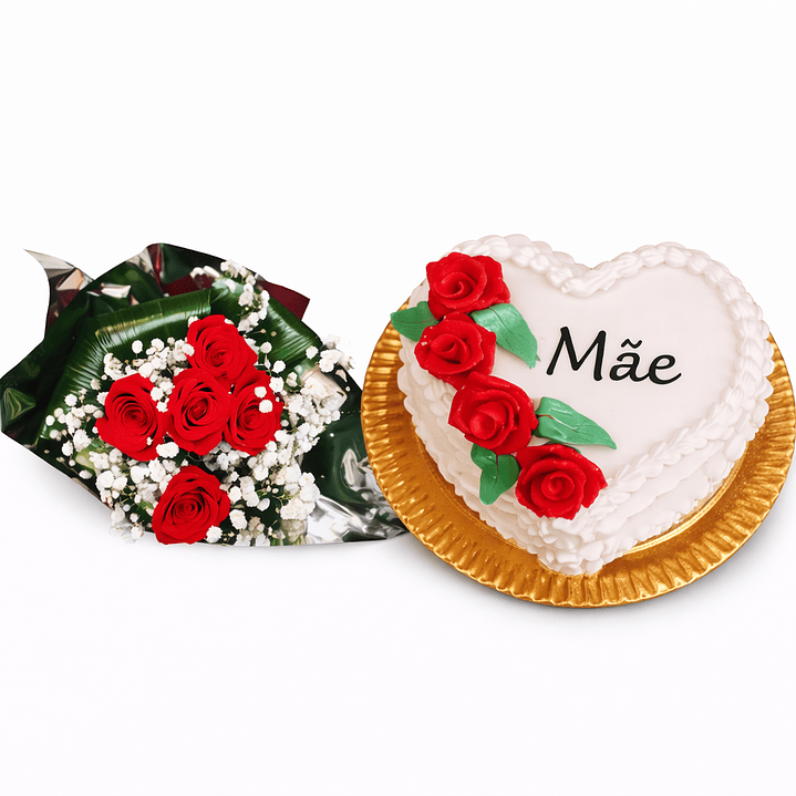 Pack Dia da Mãe: Bouquet + Bolo Coração 1