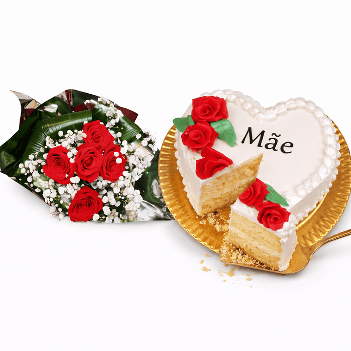 Pack Dia da Mãe: Bouquet + Bolo Coração 2