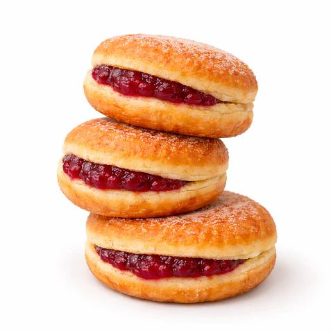 Bolas de Berlim com Creme de Frutos Vermelhos