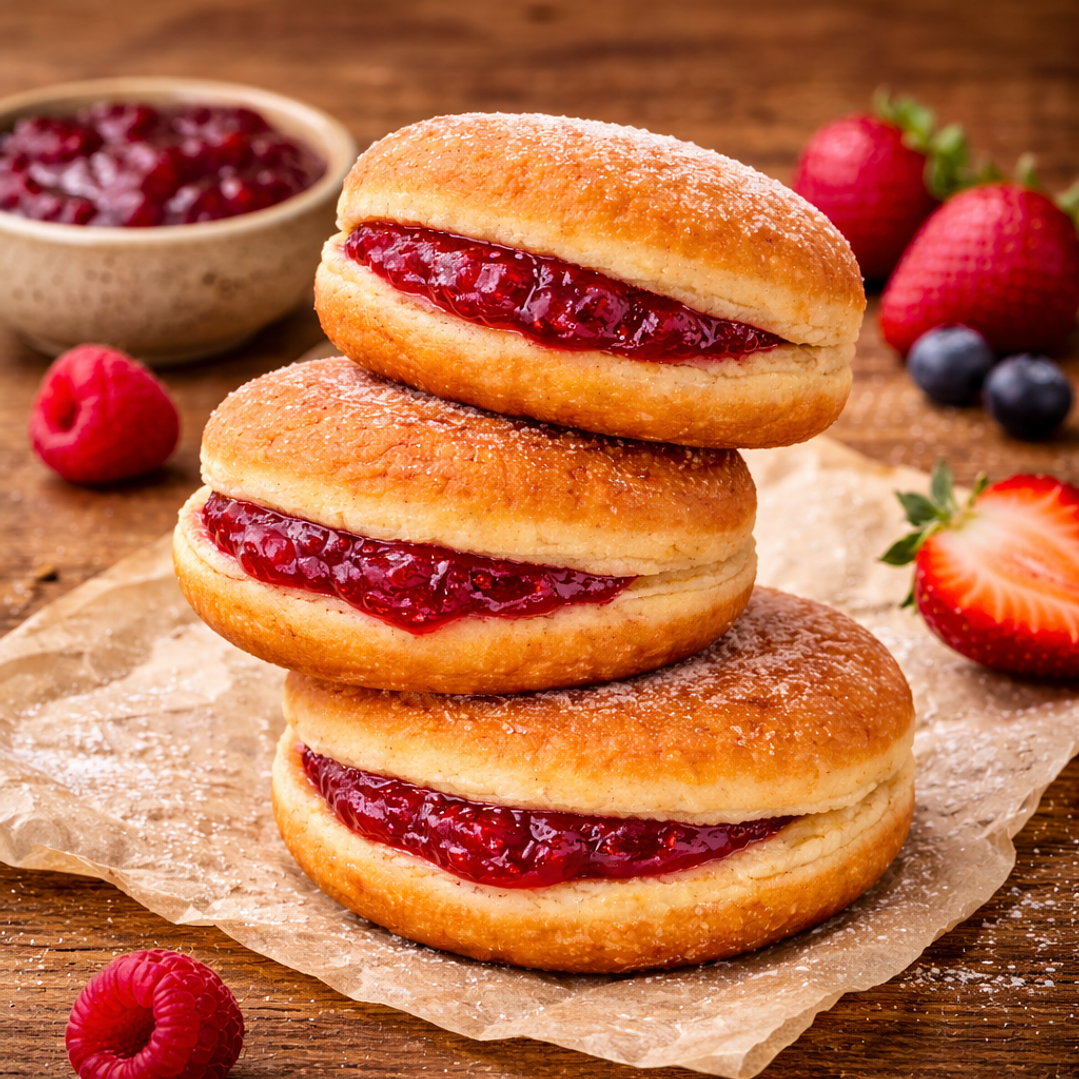 Bolas de Berlim com Creme de Frutos Vermelhos 3