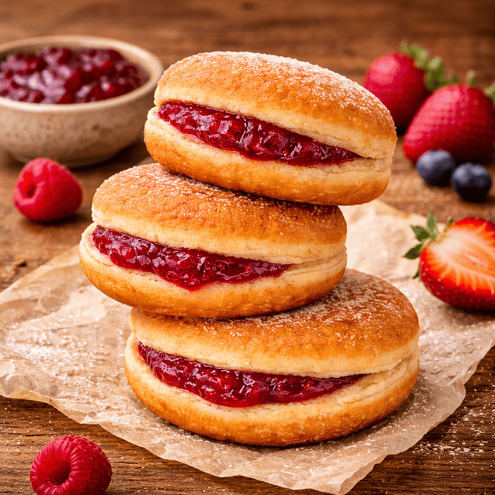 Bolas de Berlim com Creme de Frutos Vermelhos 3