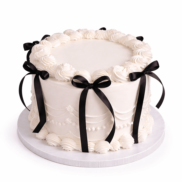 Bolo Branco com Laços Pretos 1