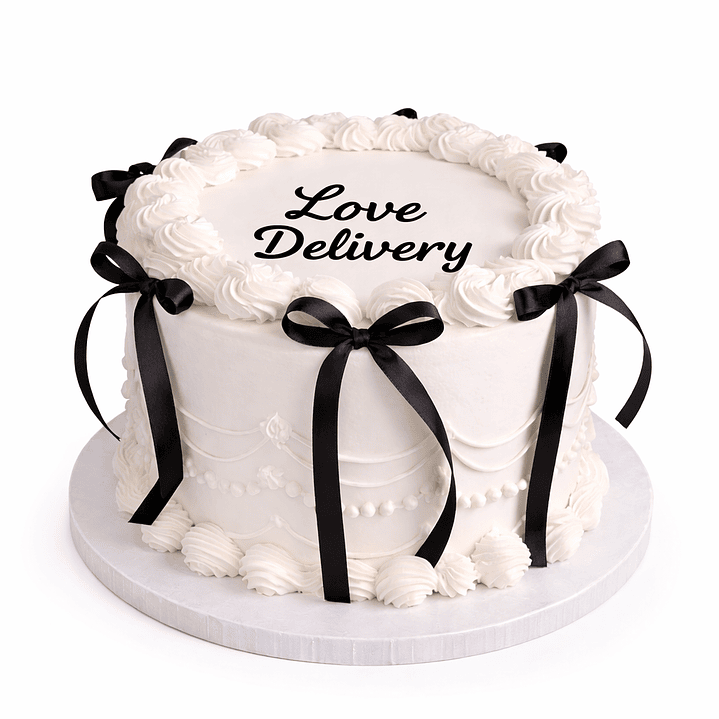 Bolo Branco com Laços Pretos 3
