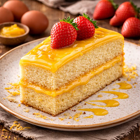 Fatia de Pão de Ló com Doce de Ovo