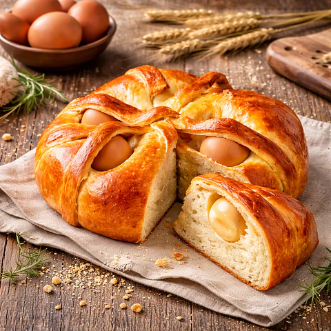 Folar de Páscoa Tradicional com Ovo