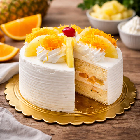 Bolo de Ananás com Chantilly e Fios de Ovos