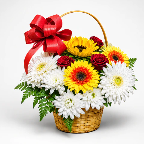 Cesto Gérberas & Rosas