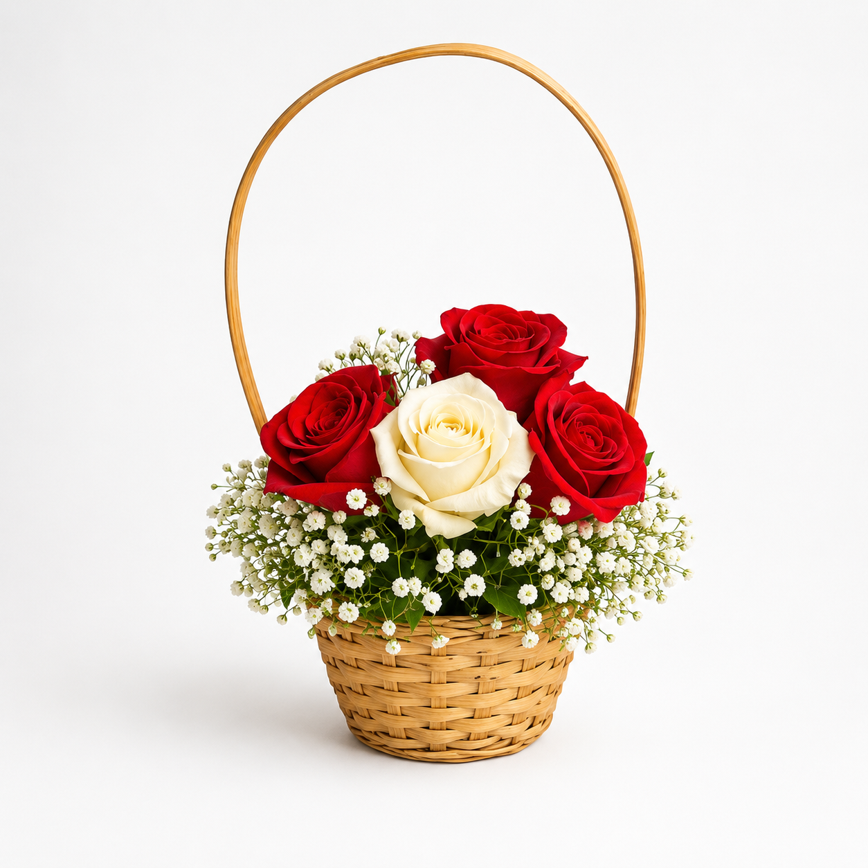 Cestinha de Rosas vermelha e Branca 1