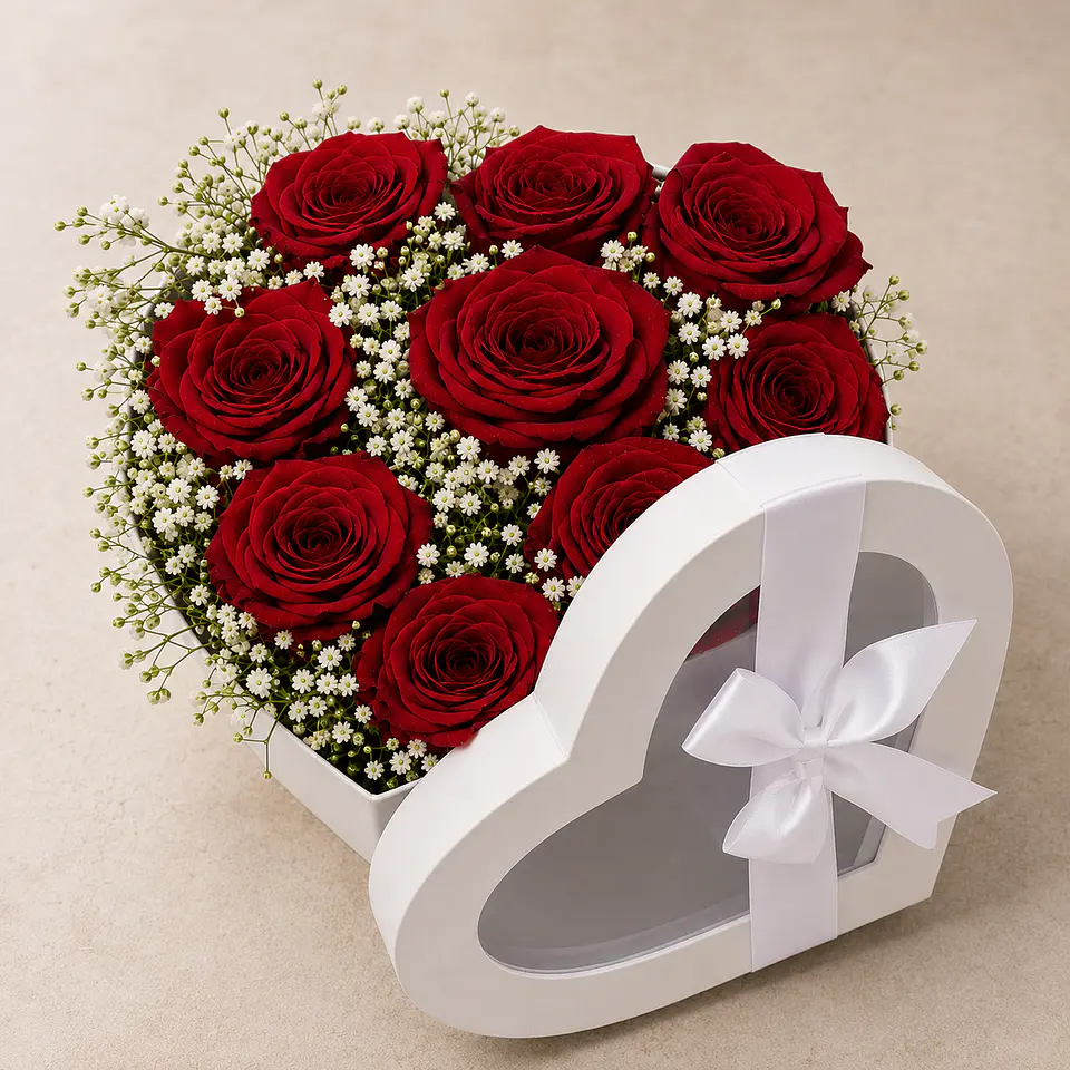 Caixa Coração de Rosas Vermelhas 3