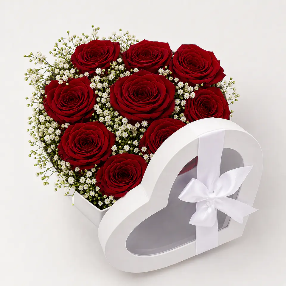 Caixa Coração de Rosas Vermelhas 2