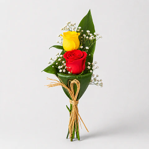 Arranjo de Rosas Vermelha e Amarela