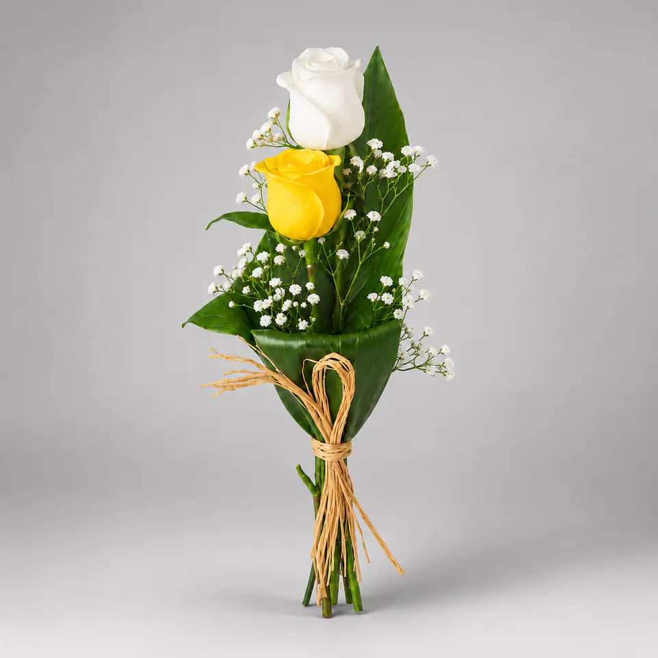 Arranjo de Rosas Branco e Amarelo 1
