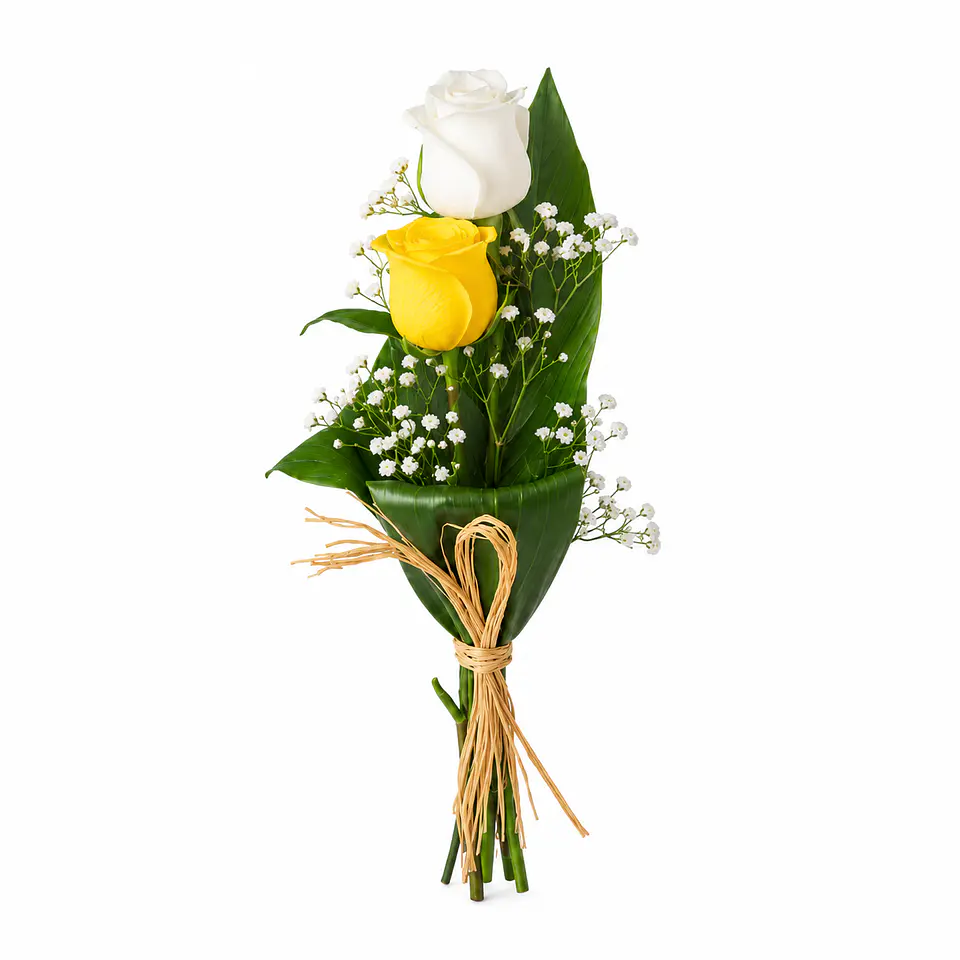Arranjo de Rosas Branco e Amarelo 2