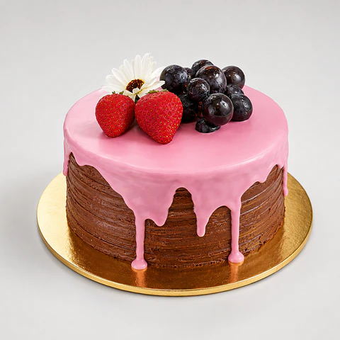 Bolo de Chocolate com Frutas Frescas