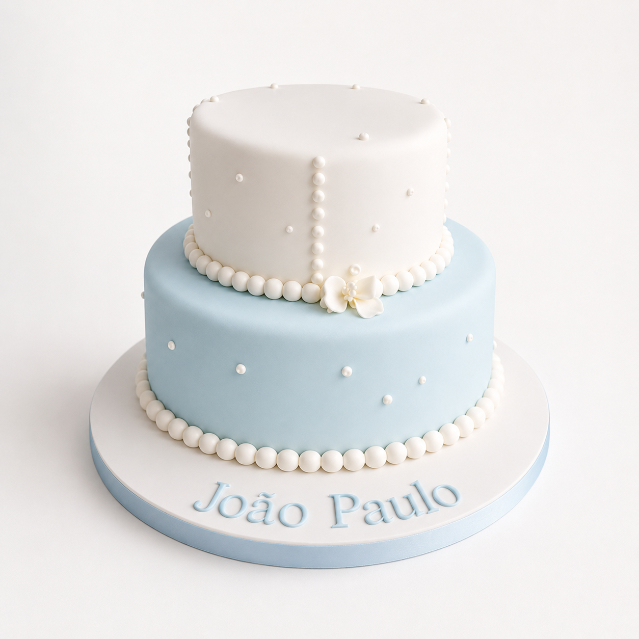 Bolo de Batizado Azul e Branco 1