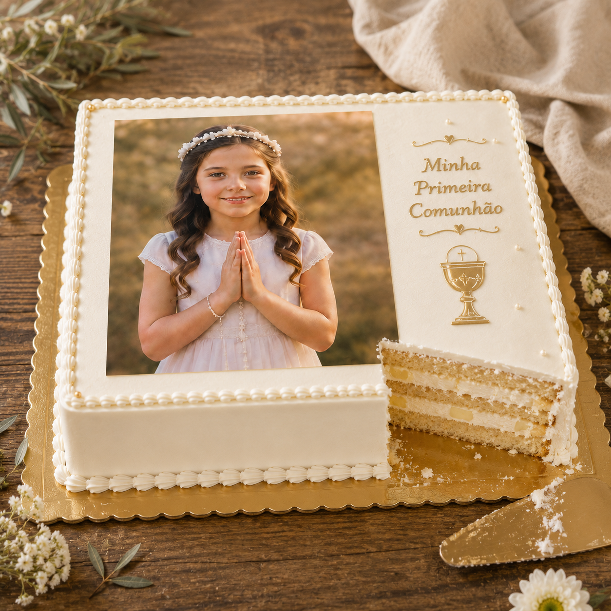 Bolo de Primeira Comunhão com Fotografia 2