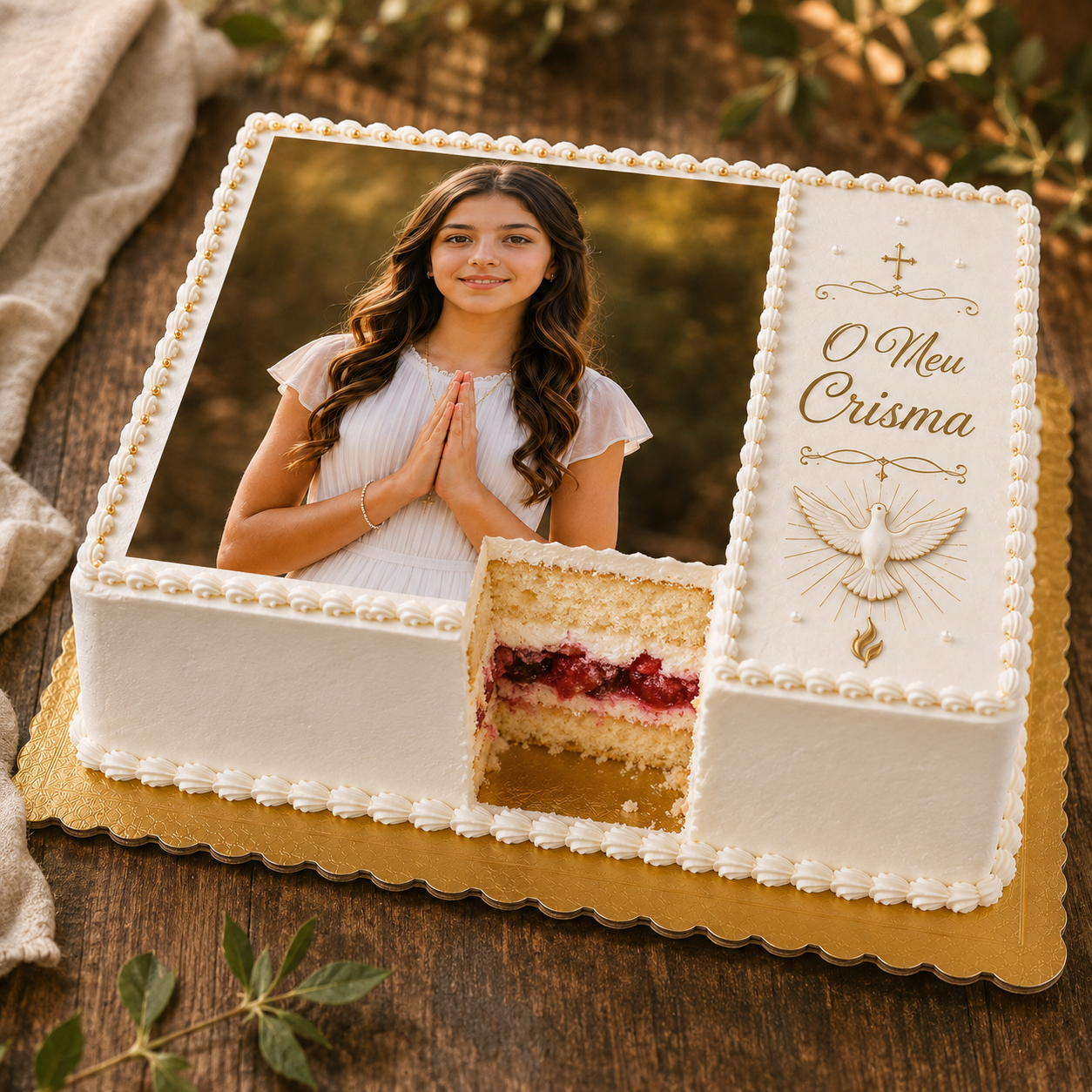 Bolo de Crisma com Foto Personalizada