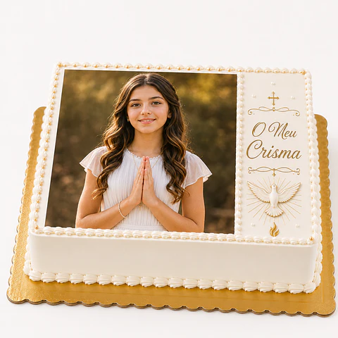 Bolo de Crisma com Foto Personalizada