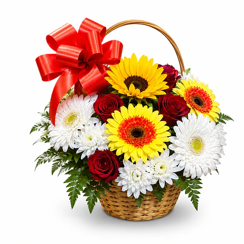 Cesto Gérberas & Rosas