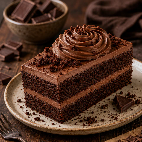 Fatia de Bolo de Chocolate Cremoso